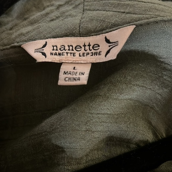 NWT! Nanette Lepore Sage Green Gauze Elastic Waist Open Blouse / Light Jacket - Picture 5 of 6